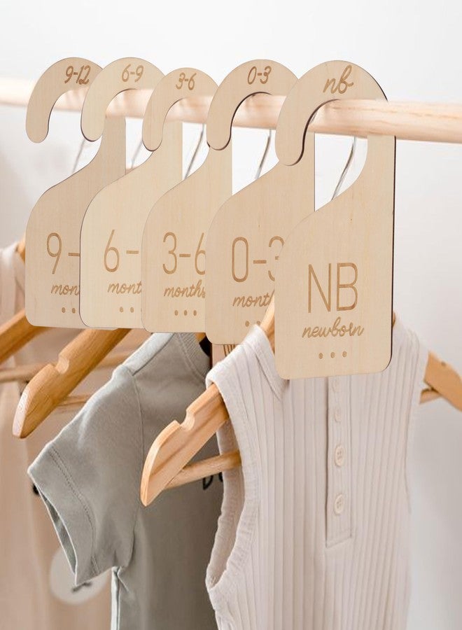 UOAOU Baby Closet Dividers Wooden - Clothes Size Markers for Babies,Organize Babies Closet Hanger,Baby Nursery Closet Dividers,Newborn to 24 Months for Home Nursery Clothes - Image 1
